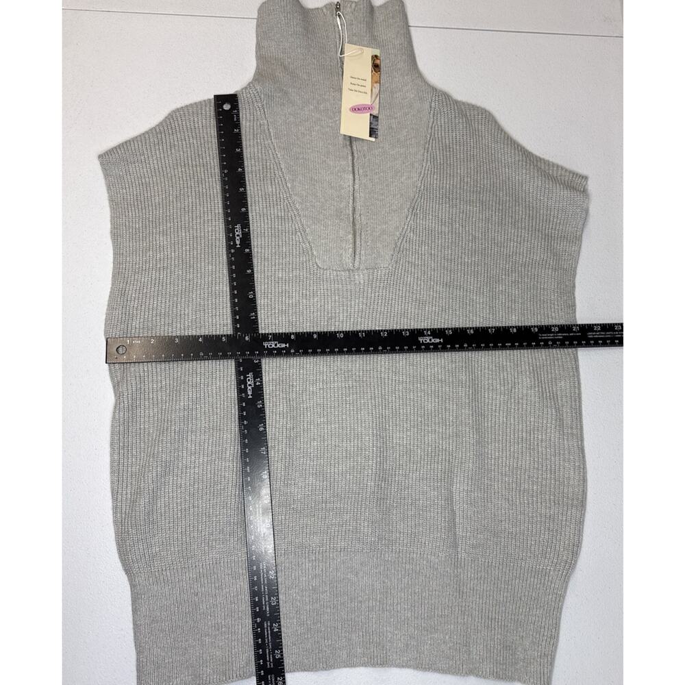 Dokotoo Women's Casual Sleeveless Half Zip Pullover Sweater Light Grey Size XL - Picture 4 of 8